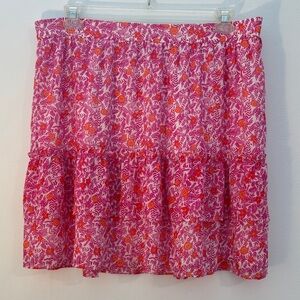 NWT J.Crew Pink and Orange Floral Ruffle Skirt - Size XL